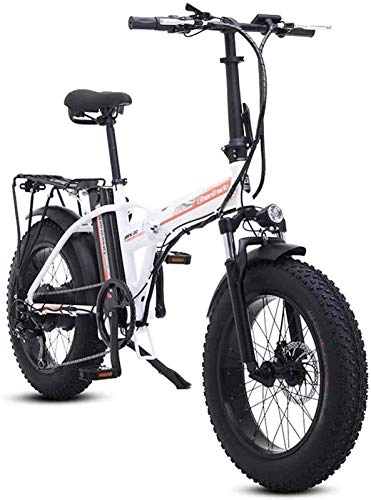 Vélos électriques : Vélo électrique Pliable, Vélo de neige électrique, vélos électriques rapides pour adultes 20 pouces vélo électrique, alliage d'aluminium pliant vélo de montagne électrique avec siège arrière, moteur 5