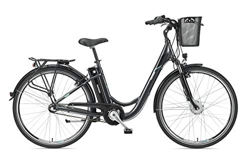 Vélos électriques : Vélo électrique Telefunken pour femme 28" - Moyeu à 3 vitesses Shimano avec rétropédalage, Pedelec Citybike en aluminium avec panier de vélo, moteur avant 250W / 10, 4Ah / 36V - RC830 Multitalent