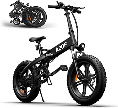 Vélos électriques : Vélos électriques ADO A20F+, Vélo électrique Pliable E-Bike, 20" VTT Fat Bike Electrique Adulte Pliable, avec Moteur 250W / Batterie 36V / 10.4Ah（Noir，20 Pouces, Version Internationale）