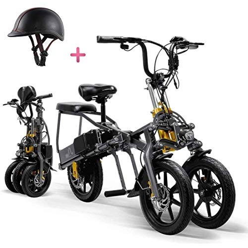 Vélos électriques : WJSW Tricycle lectrique pour Adulte Pliable Trois Roues Mini vlo Montagne lectrique Scootjusqu'30 km 25 km / h Batterie Lithium Trois Modes Vitesse Grandes Roues Sport