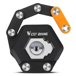 West Biking Accessories West Biking Folding Bike Lock, Bike Chain Lock, Heavy Duty Alloy Steel, Bicycle Foldable Lock with Mounting Bracket, Anti-Theft Strong Security, with 3 Keys, 79cm