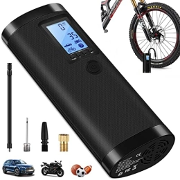 VEEAPE Bike Pump Portable Air Compressor Mini Tyre Inflator, VEEAPE Hand Held Pump 2000mAh with Emergency Lighting Digital LED Light, Rechargeable Lithium Battery for Bicycle Motorcycle Tires Ball and Other Inflatable