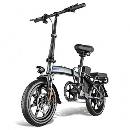 AYHa Bici elettriches AYHa Folding Bike elettrico, 48V batteria al litio rimovibile 400W motore 14" adulti Assist Freni a disco doppio E-Bike con il casco e carrello Unisex, 18AH