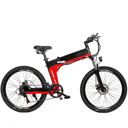 AYHa Bici elettriches AYHa Mountain bike elettrica per adulti, telaio in lega di alluminio Bicicletta da città pieghevole da 26 pollici Freni a doppio disco Batteria rimovibile a 7 velocità 48 V, Rosso, A 10AH