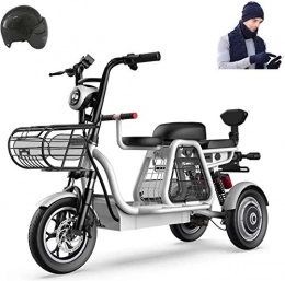 ZJZ Bici elettriches Bici elettrica a 3 ruote da 500 W per scooter elettrico da montagna per adulti 48V 8AH 12 in bicicletta elettrica Assorbimento degli urti multiplo con cesto portaoggetti e seggiolino per bambini per f
