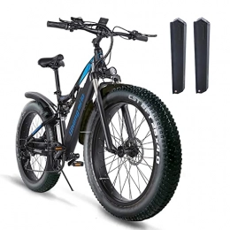 Vikzche Q Bici elettriches Bici elettrica della gomma grassa da 26 pollici per adulto, mountain bike, batteria al litio rimovibile 48V* 17Ah, biciclette elettriche a sospensione completa, freni a disco idraulici doppi