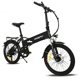 MYATU Bici elettriches Bici Elettrica E-bike 250W Bicicletta Elettrica pieghevole per Adulti 20" Bici Elettrica Folding City bike ammortizzata motore con Batteria 48v agli Ioni di Litio, Shimano 6 Velocità (Nero (MOD.1))