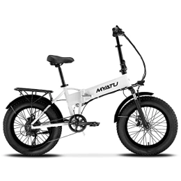 MYATU Bici elettriches Bici Elettrica E-bike Fat Bike 250W Bicicletta pieghevole per Adulti 20" Bici Folding City bike ammortizzata motore 6 Velocità (Bianco (MOD.2))