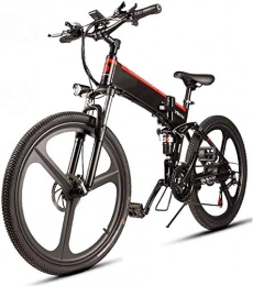 HCMNME Bici elettriches Bicicletta cruiser elettrica pieghevole Bici da neve elettrica, 26 '' E-bike bicicletta elettrica per adulti 350W Motore 48V 10.4Ah Batteria agli ioni di litio rimovibile 32km / h Mountainbike 21-Leve