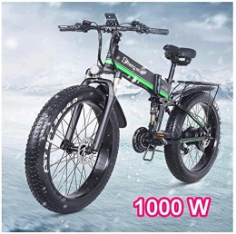 HCMNME Bici elettriches Bicicletta cruiser elettrica pieghevole Bici da neve elettrica, Bike elettrica pieghevole per adulti 48V 1000W Commute E-Bikes con batteria al litio rimovibile 21-velocità Smart Bicycle elettrico con