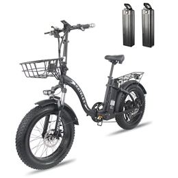 KETELES Bici elettriches Bicicletta elettrica da 20 pollici, 250 W, motore Ebike 48 V, batteria agli ioni di litio 4.0 Tires Fold Fat Ebike Beach Cruiser Bike-KF9 250 W (1 set KF9, 2 batterie)