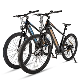 YANGAC Bici elettriches Bicicletta elettrica da uomo e da donna da 27, 5", con batteria da 36 V-10, 4 Ah, 360 Wh e cambio Shimano a 7 marce, display LCD, bicicletta con forcella ammortizzata MTB, durata 50-80 km