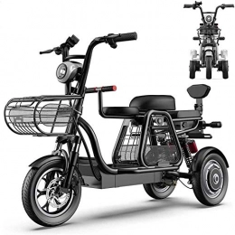 ZJZ Bici elettriches Biciclette, biciclette elettriche a 3 ruote per adulti con scooter elettrico da montagna da 500 W 48 V 8 A 12 pollici con blocco elettrico Caricabatteria rapido con tre biciclette elettriche genitore-