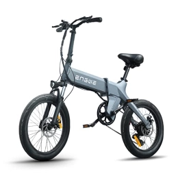 ENGWE Bici elettriches C20 Bicicletta Elettrica Pieghevole, per Adulti, 36 V / 10 AH, 250 W, Motore Potente, 25 km / h, Bicicletta Elettrica da 20 x 3, 0 Pollici, Bicicletta Leggera, Grigio