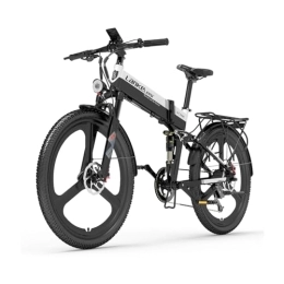 Cosintier  Cosintier XT750 Bicicletta Elettrica Sportiva - Bici Elettrica Pieghevole, Ruote in Lega di Alluminio da 26 Pollici, Schermo a Colori LCDa - 48V 12.8Ah batteria al litio (XT750-Bianco)