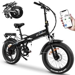 K KAISDA Bici elettriches E-bike K2PRO Fat Bike Bicicletta Elettrica Pieghevole 20 Pollici con Batteria Rimovibile 48V 12, 8 Ah, Bici Elettrica per Adulti con APP, MTB Elettrica Shimano 7 Marce (ha un campanello) (nero)