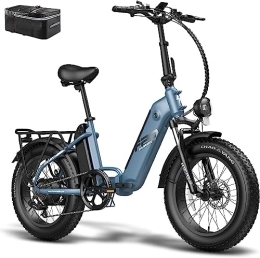 Fafrees Bici elettriches Fafrees Bicicletta elettrica FF20 POLAR, 20"*4.0" Fat Tire E-bike, Bici Elettrica da città pieghevole per donna uomo, Batteria rimovibile da 20, 8 Ah, 25 km / h, Autonomia 140 km, Blue