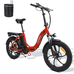 Fafrees Bici elettriches Fafrees F20 [Ufficiale] Pieghevole E Bike Fatbike con batteria da 36 V 16 AH, bicicletta elettrica da donna 20 pollici, 250 W, 25 km / h, Shimano 7S, rosso