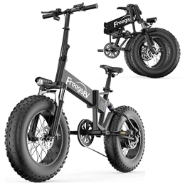 FREEGO Bici elettriches Freego Mountain Bike elettrica con pneumatici da 20 pollici 4.0 Fat Batteria al litio da 48 V 10, 4 Ah, bici elettrica per adulti