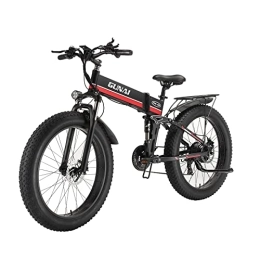 GUNAI Bici elettriches GUNAI Bici elettrica 26 Pollici Pieghevole Fat Tire Snow Bike 21 velocità Mountain E-Bike con Sedile Posteriore （Rosso）