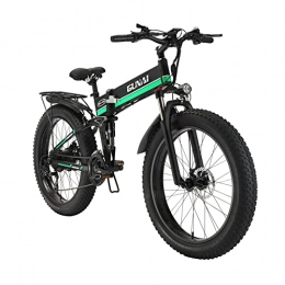 GUNAI Bici elettriches GUNAI Bici elettrica 26 Pollici Pieghevole Fat Tire Snow Bike 7 velocità Mountain E-Bike con Sedile Posteriore （Verde）