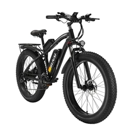 GUNAI Bici elettriches GUNAI Bicicletta Elettrica Fat Bike 26"4.0 Pneumatico E-Bike Fuoristrada 48V 17AH Mountain Bike con Sedile Posteriore（Nero）