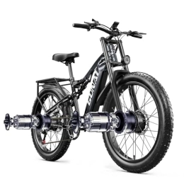 GUNAI Bici elettriches GUNAI GN68 Bicicletta Elettrica a Doppio Motore per Adulti, Bicicletta Elettrica per Pneumatici Grassi da 26 pollici per Tutti i Terreni 48V17.5AH Batteria Samsung e Sospensione Completa