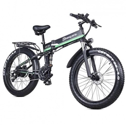 HARTI Bici elettriches HARTI Bici Elettrica, 1000W 48V Pieghevole Mountain Bike con 26 * 4.0 Fat Tire, 21 velocità Leggero E-Bike con Il Pedale del Freno A Disco Idraulico Assist, Verde