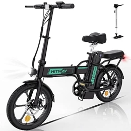 HITWAY Bici elettriches HITWAY bici elettriche e-bike bici da città pieghevoli 8.4h batteria, chilometraggio elettrico può raggiungere 35-70 km, 250 W / 36 V / 8.4Ah batteria, Max. (Black green)
