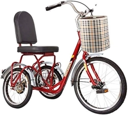 HKPLDE Triciclo per Adulti,Tricicli Elettrici Anziani, Biciclette per La Mobilità per Il Tempo Libero per Anziani, Pedale Adulto Otto Esterno-Piccole Biciclette Fitness-Rosso