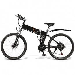 HMEI Bici elettriches HMEI Bicicletta elettrica per Adulti Pieghevole 48V 500W Bicicletta elettrica 26 Pollici 21 velocità con Forcella Ammortizzata 15, 5 mph E Bike (Colore : 500W 26 inch Black)