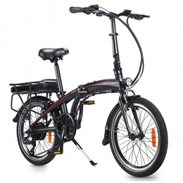 HMEI Bici elettriches HMEI Bicicletta elettrica per Adulti Pieghevole Ruota da 20 Pollici Bicicletta elettrica Pieghevole da 250 W con Batteria da 10 Ah Men E Bike (Colore : Nero)