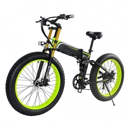 HMEI Bici elettriches HMEI Bicicletta elettrica Pieghevole Bici elettrica per Adulti 1000W Bicicletta elettrica da Montagna Pieghevole 48V 26 Pollici Fat Ebike Pieghevole a 21 velocità Moto (Colore : Verde)