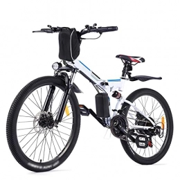 HMEI Bici elettriches HMEI Biciclette elettriche per adulti Bici elettrica per adulti 15.5 Mph pieghevole 350W Mountain Bike, 36V / 8Ah batteria rimovibile, 26″ pneumatico, freno a disco 21 velocità E-Bike (colore: bianco)