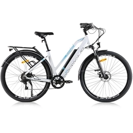 Hyuhome Bici elettriches Hyuhome Biciclette elettriche da 28 '' per adulti e uomini, mountain bike elettrica con batteria rimovibile da 36 V 12, 5 Ah, motore BAFANG e cambio Shimano a 7 velocità (bianco, 820 L)