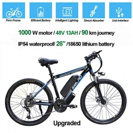 Hyuhome Biciclette elettriche per Gli Adulti, IP54 Impermeabile 500/1000W Lega di Alluminio-Bici della Bicicletta 48V / 13Ah agli ioni di Litio della Bici di Montagna/Commute Ebike,Black Blue,1000W