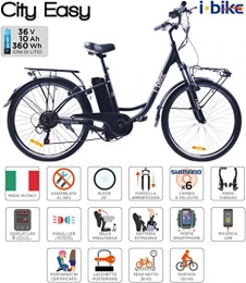 Ibike Bici elettriches i-Bike City Easy Bicicletta Elettrica Unisex – Adulto, Nero, 180 x 90 x 32 cm