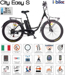 Ibike Bici elettriches i-Bike City Easy S ITA99, Bicicletta elettrica a pedalata assistita Unisex Adulto, Nero, 46 cm