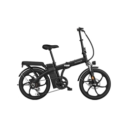 IEASE Bici elettriches IEASEzxc Bicycle Adult 20 Inch Lithium Battery Foldable Electric Bicycle Disc Brake Variable Speed Battery Bicycle (Color : Schwarz)