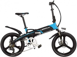 IMBM Bici elettriches IMBM G660 Elite 20 Pollici Pieghevole Bici elettrica, Batteria al Litio 48V, Ruota Integrato, con Display LCD Multifunzione, Pedale Assist Biciclette (Color : Black Blue, Size : 500W 14.5Ah)