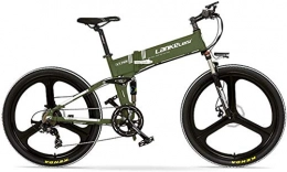 IMBM Bici elettriches IMBM XT750-E 26 Pollici Pieghevole Bici elettrica, Anteriore e Posteriore Freno a Disco, 48V 400W del Motore, Long Endurance, con Display LCD, Pedale Assist Biciclette (Color : Green, Size : 10.4Ah)