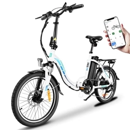 KAISDA Bici KAISDA Bicicletta elettrica pieghevole da 20 pollici, in alluminio, con motore da 250W, 36V 12, 5Ah, batteria agli ioni di litio fino a 100km di distanza, cambio Shimano a 7 marce 22kg (Bianco)