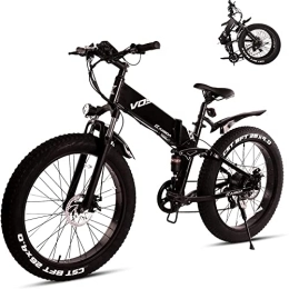 KAISDA  KAISDA Bicicletta Elettrica Pieghevole K3 Mountain Bike Elettrica da 26 Pollici, Batteria Rimovibile 48V10AH, Shimano 7 Velocità, Display LCD, Nero