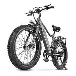 Kinsella Bici elettriches Kinsella cmacewheel J26, mountain bike elettrica con pneumatici grassi da 26", batteria al litio 17A, freno a disco meccanico (grigio)