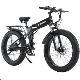Kinsella Bici elettriches Kinsella JINGHMA - Bicicletta pieghevole con pneumatici grandi tutto appeso: batteria al litio 48V14AH integrata, pneumatici CST26*4.0, motoslitta elettrica (nero)