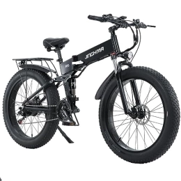 Kinsella Bici elettriches Kinsella JINGHMA R5 full suspension fat folding bike, batteria al litio integrata 48V14ah, pneumatici larghi CST26* 4.0, Shimano 7 velocità, sistema freno a disco. (nero)