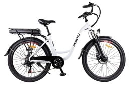 MYATU Bici elettriches Myatu 26" E City Bike da donna con motore posteriore, batteria da 12, 5 Ah a 6 marce, Shimano, 250 W (bianco)