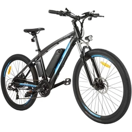 MYATU Bici elettriches MYATU AMA005687_EU - Bicicletta elettrica da 27, 5 pollici, con batteria da 36 V, 10 Ah, motore posteriore da 250 W e display LCD a 21 marce, per uomo e donna, colore: Nero Blu