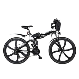 MYATU Bici elettriches Myatu Mountain bike pieghevole da 26", per uomo e donna, con batteria agli ioni di litio da 36 V, 10, 4 Ah, Shimano a 21 marce, 250 W (nero)