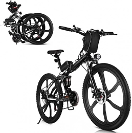 N&I Bici elettriches N&I 350W Electric Bikes 26 inch Folding Electric Mountain Bicycle 48V 10Ah Removable Lithium Battery 21 Speed City Ebike Cruiser Commuter Bicycle